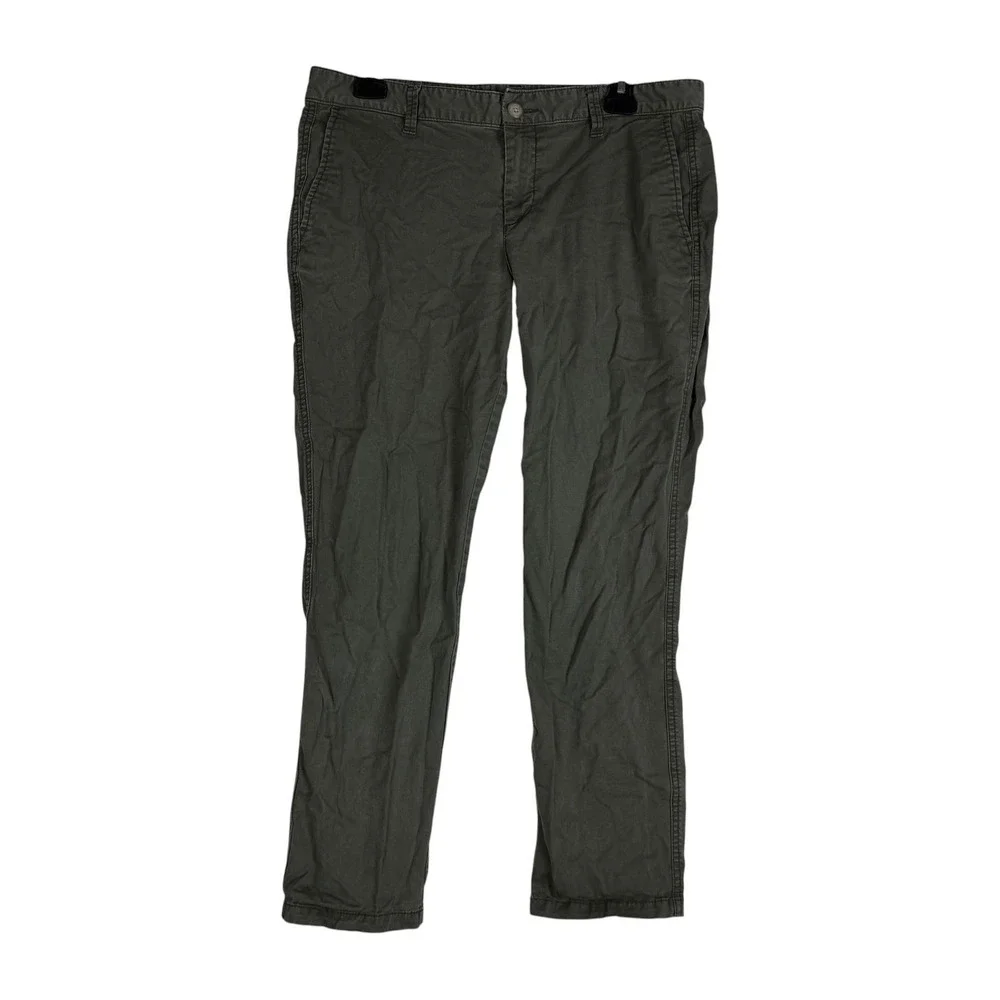 Khakis By Gap Pants Womens 8 Green Girlfriend Khaki Twill Stretch Relaxed Chino